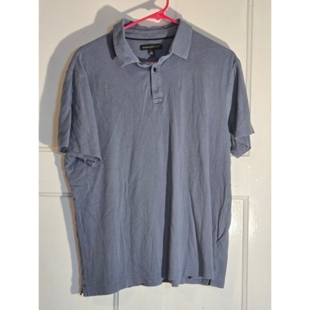 Banana Republic Mens Large Polo Shirt Short Sleeve Blue Cotton Blend Casual L